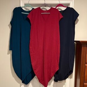 Universal Standard Berry, Navy, and Teal Iconic Geneva Dresses